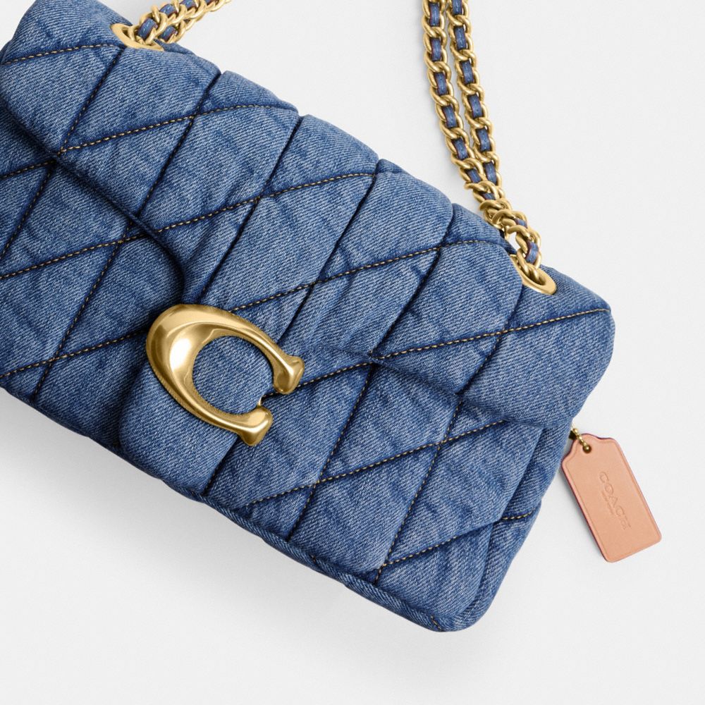 Coach Tabby 20 Quilted Denim Shoulder Bag In Brass/indigo