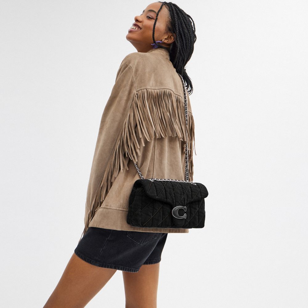 COACH®,Tabby Shoulder Bag 26 With Quilting,Cotton,Shoulder Bag,Chain Detail,Logo,Metal,Compact,Day Party,Black