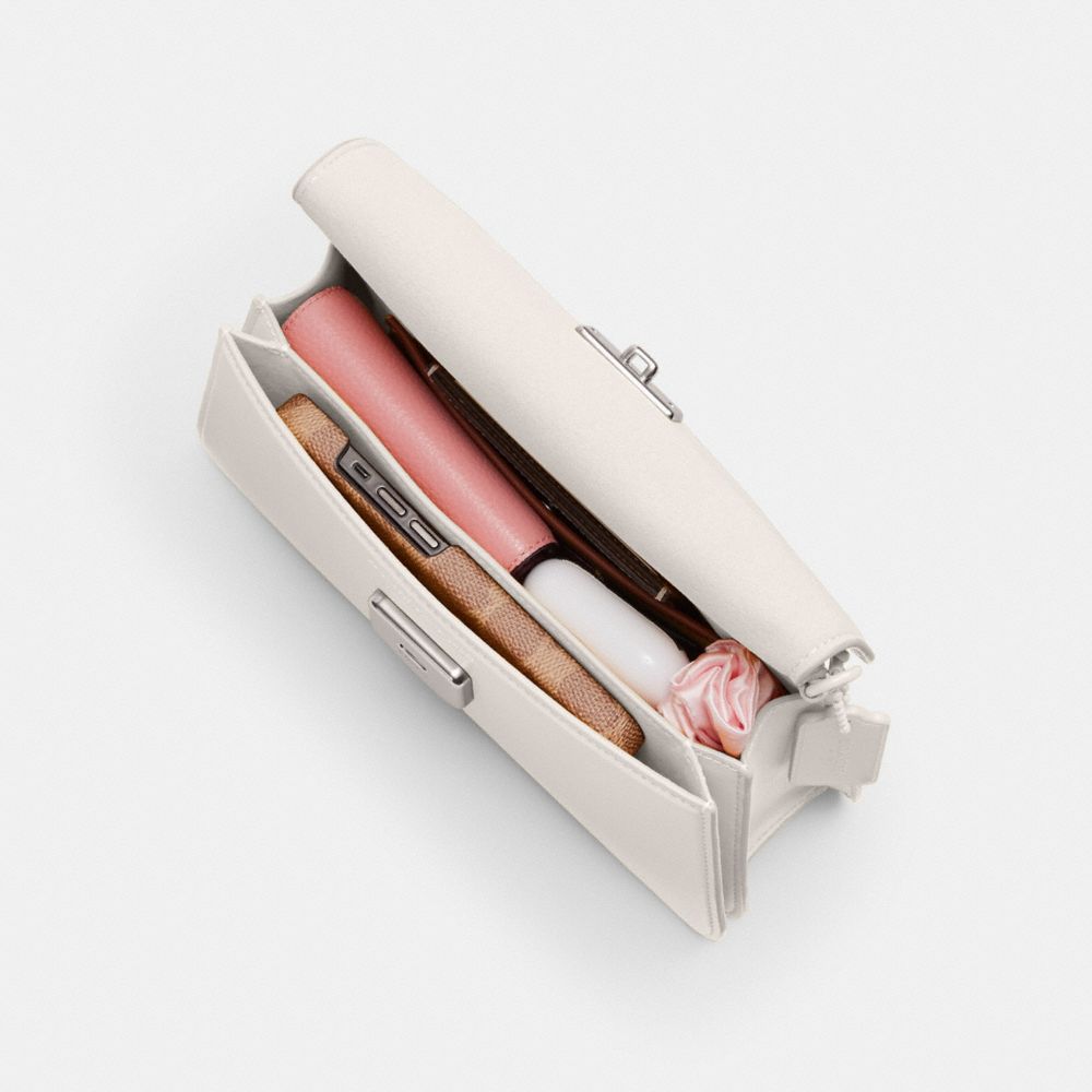 COACH®,Juno Bag,Leather,Shoulder Bag,Logo,Embossed,Casual,White,Inside View, Top View