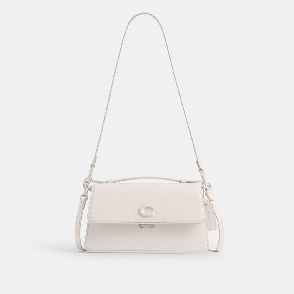 COACH®,JUNO BAG,Glovetanned Leather,Small,Silver/Chalk,Front View