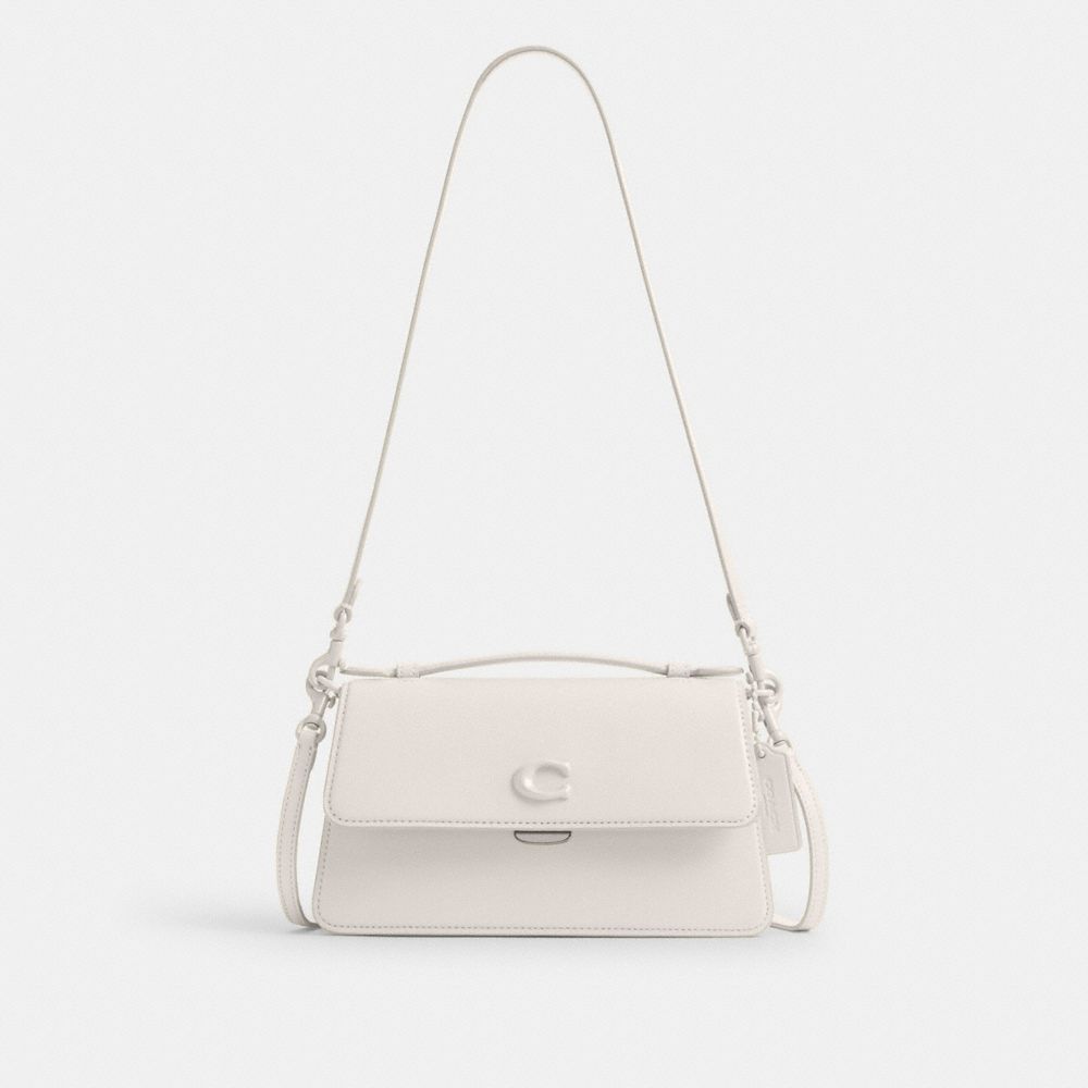 COACH®,JUNO BAG,Glovetanned Leather,Silver/Chalk,Front View