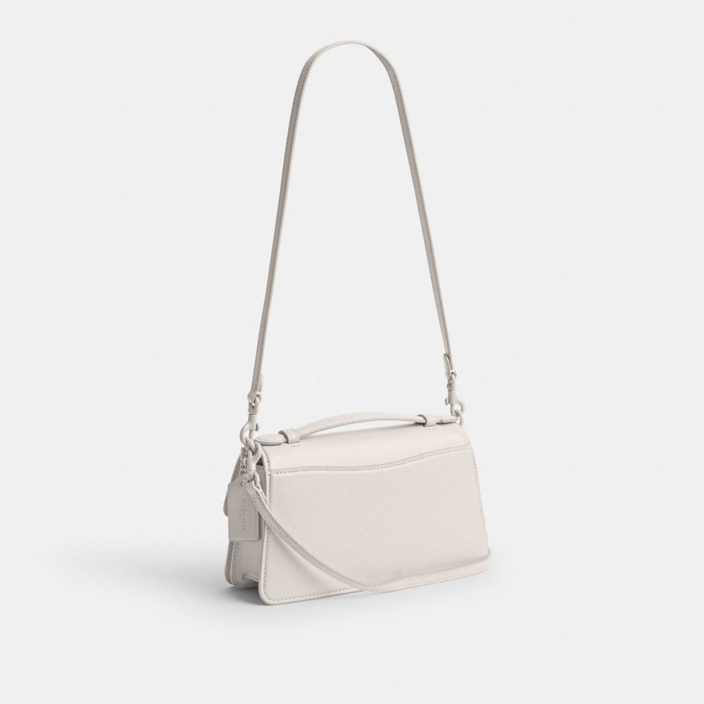 COACH®,JUNO BAG,Glovetanned Leather,Small,Silver/Chalk,Angle View
