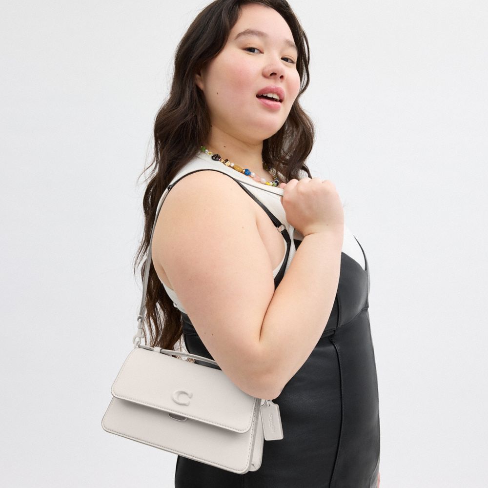 COACH®,Juno Bag,Leather,Shoulder Bag,Logo,Embossed,Casual,White,Detail View