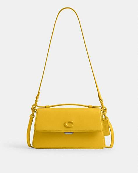 COACH®,JUNO BAG,Glovetanned Leather,Silver/Canary,Front View