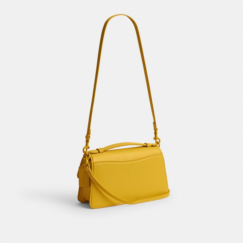 COACH®,JUNO BAG,Glovetanned Leather,Small,Silver/Canary,Angle View