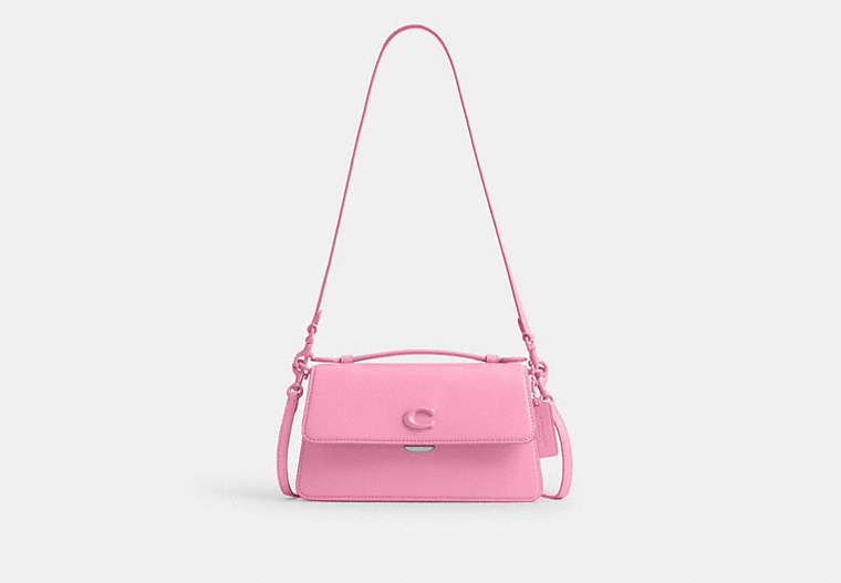 COACH®,JUNO BAG,Glovetanned Leather,Silver/Vivid Pink,Front View