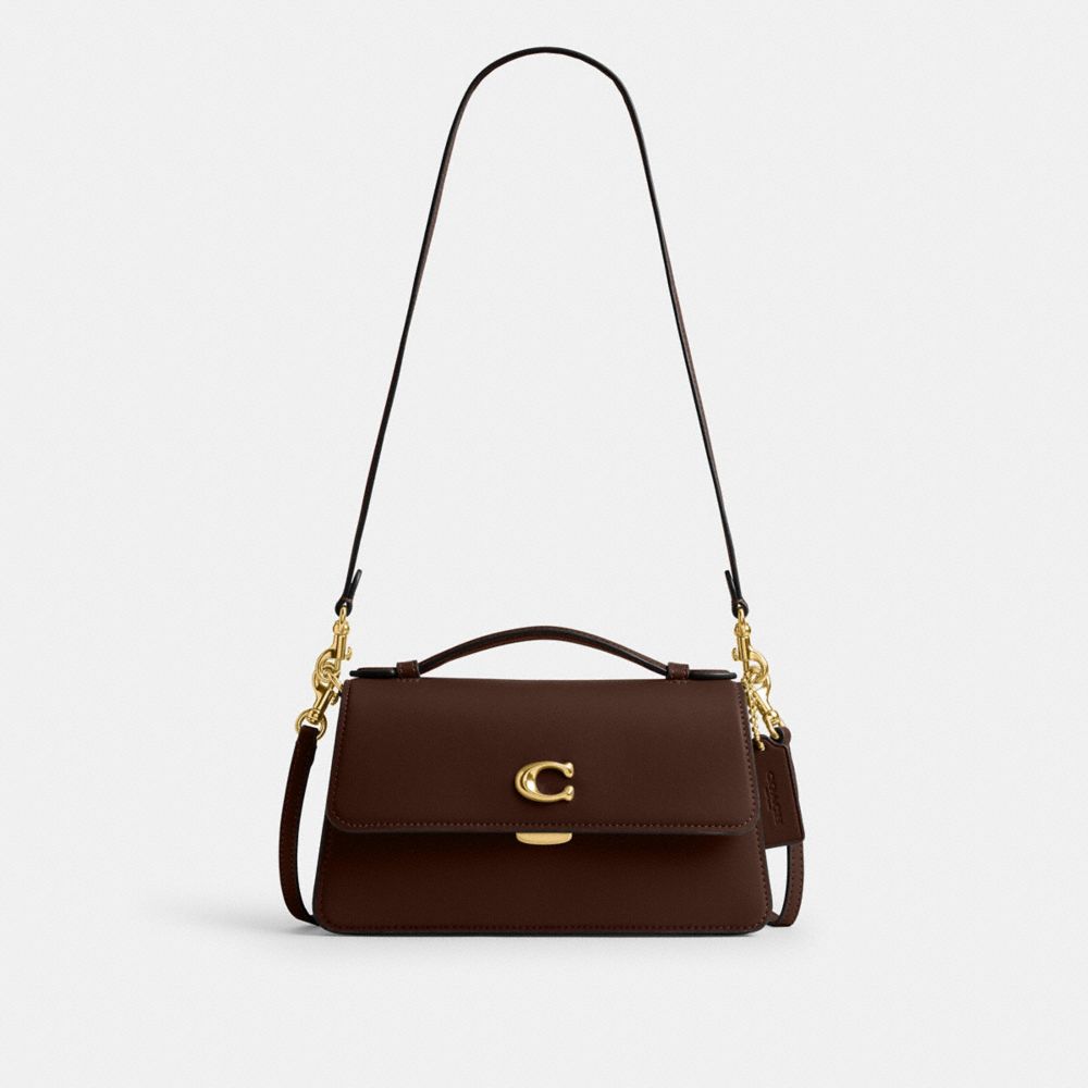 COACH®,JUNO BAG,Glovetanned Leather,Small,Brass/Maple,Front View
