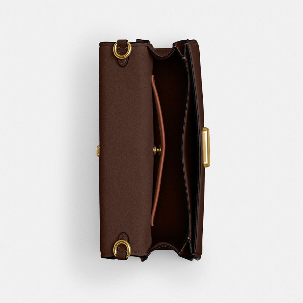 COACH®,Juno Bag,Leather,Shoulder Bag,Logo,Embossed,Casual,Brown,Inside View,Top View
