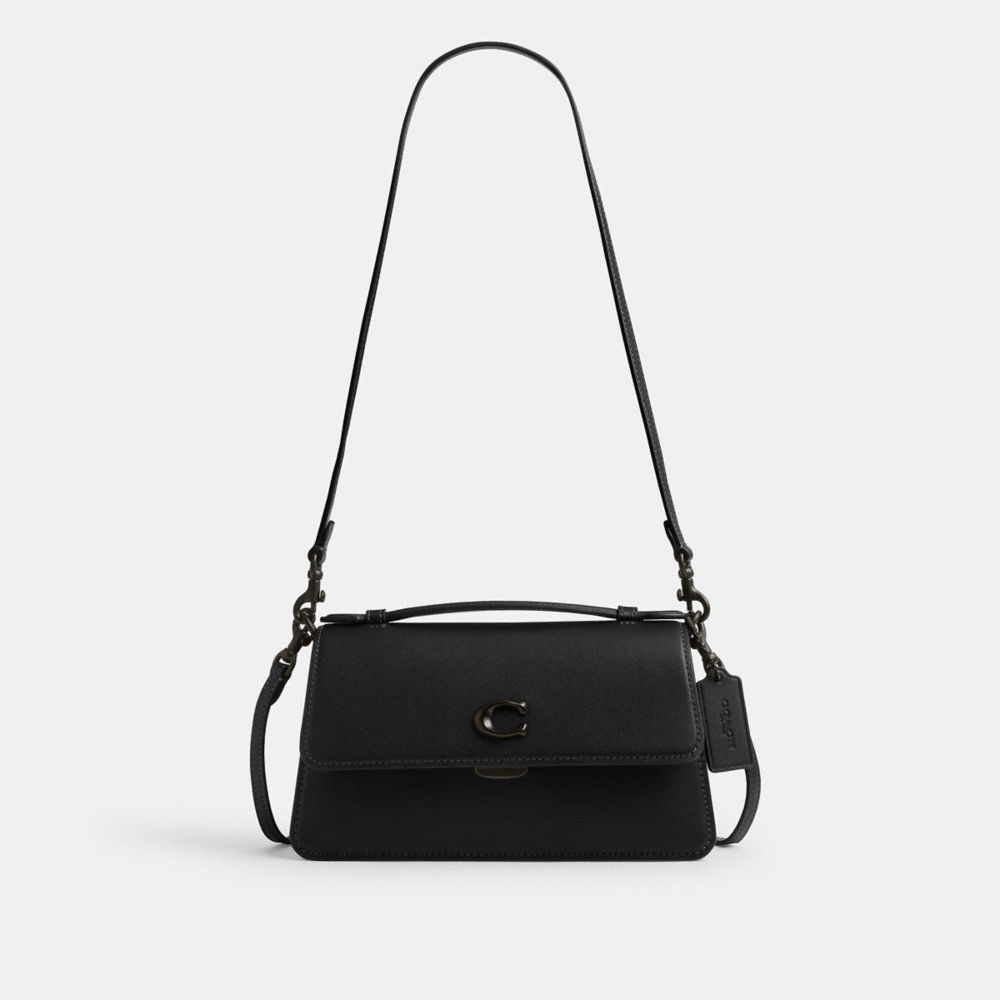 COACH®,JUNO BAG,Glovetanned Leather,Small,Matte Black/Black,Front View image number 0