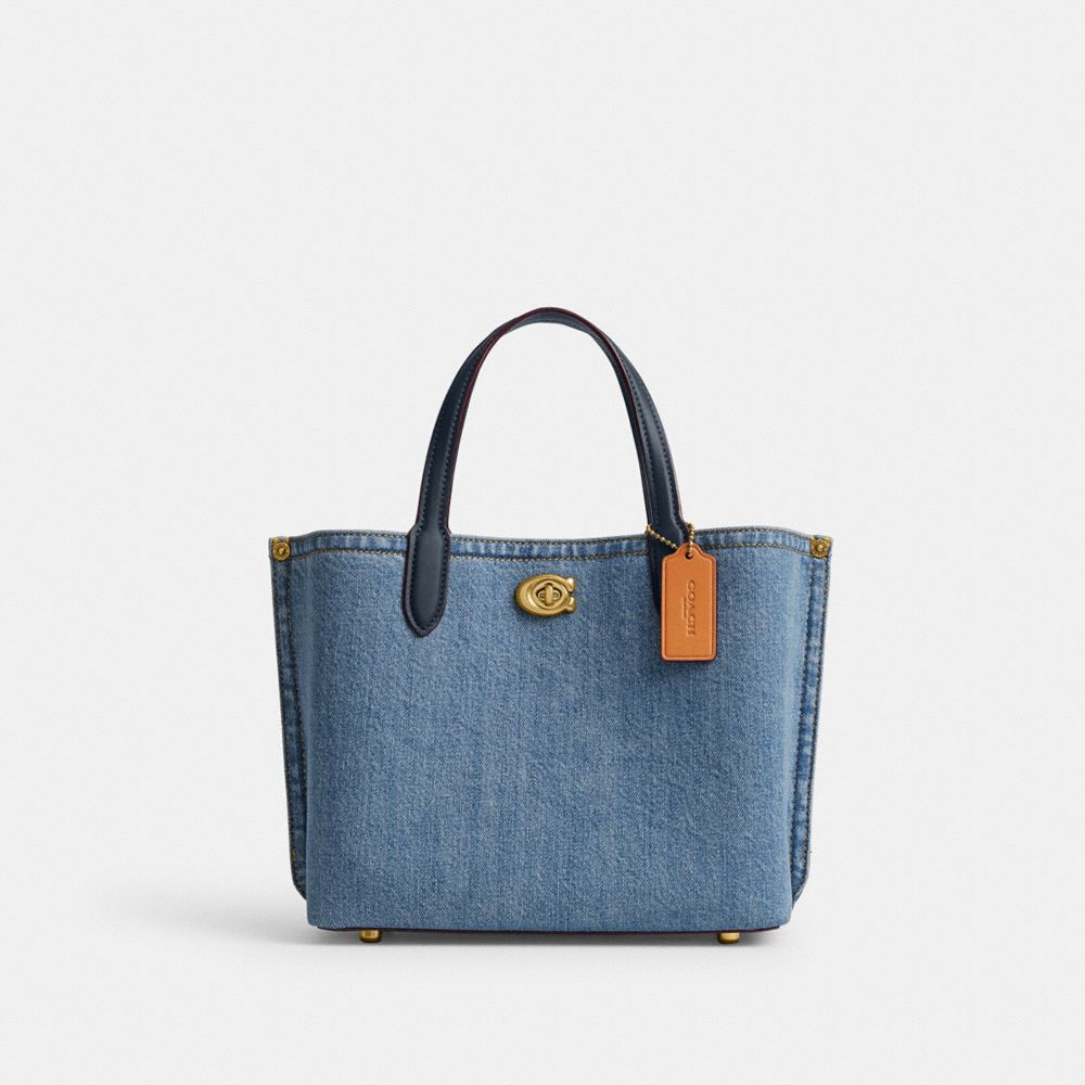 COACH®,WILLOW TOTE BAG 24,Medium,Brass/Indigo,Front View image number 0