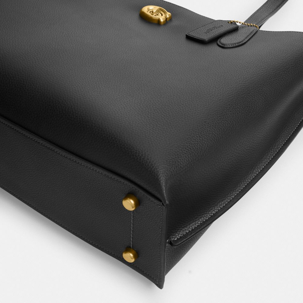 COACH®,Willow Work Tote 38,Leather,Tote,Embossed,Logo,Metal,Casual,Black,Outsole View