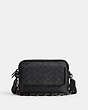 COACH®,CHARTER FLAP CROSSBODY 24 IN SIGNATURE CANVAS,Small,Charcoal,Front View