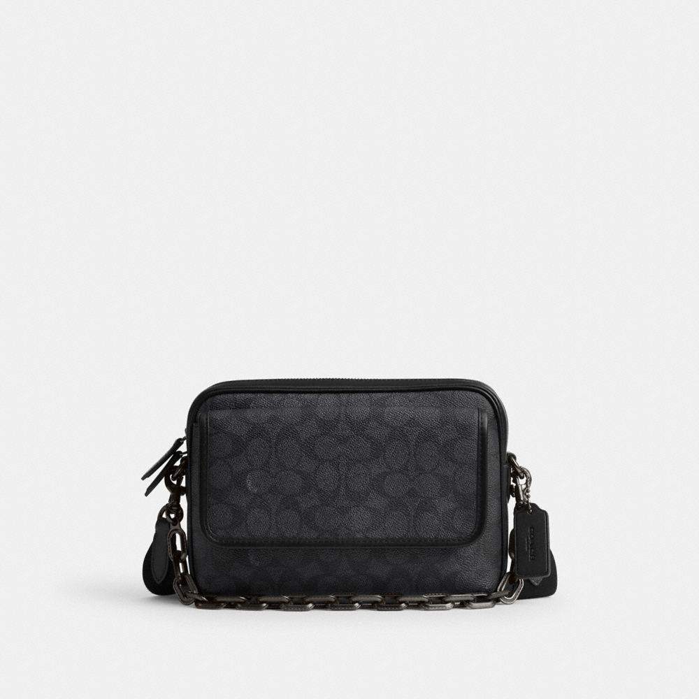 Coach Charter Flap Crossbody 24 In Signature Canvas In Charcoal