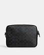 COACH®,CHARTER FLAP CROSSBODY 24 IN SIGNATURE CANVAS,Small,Charcoal,Back View