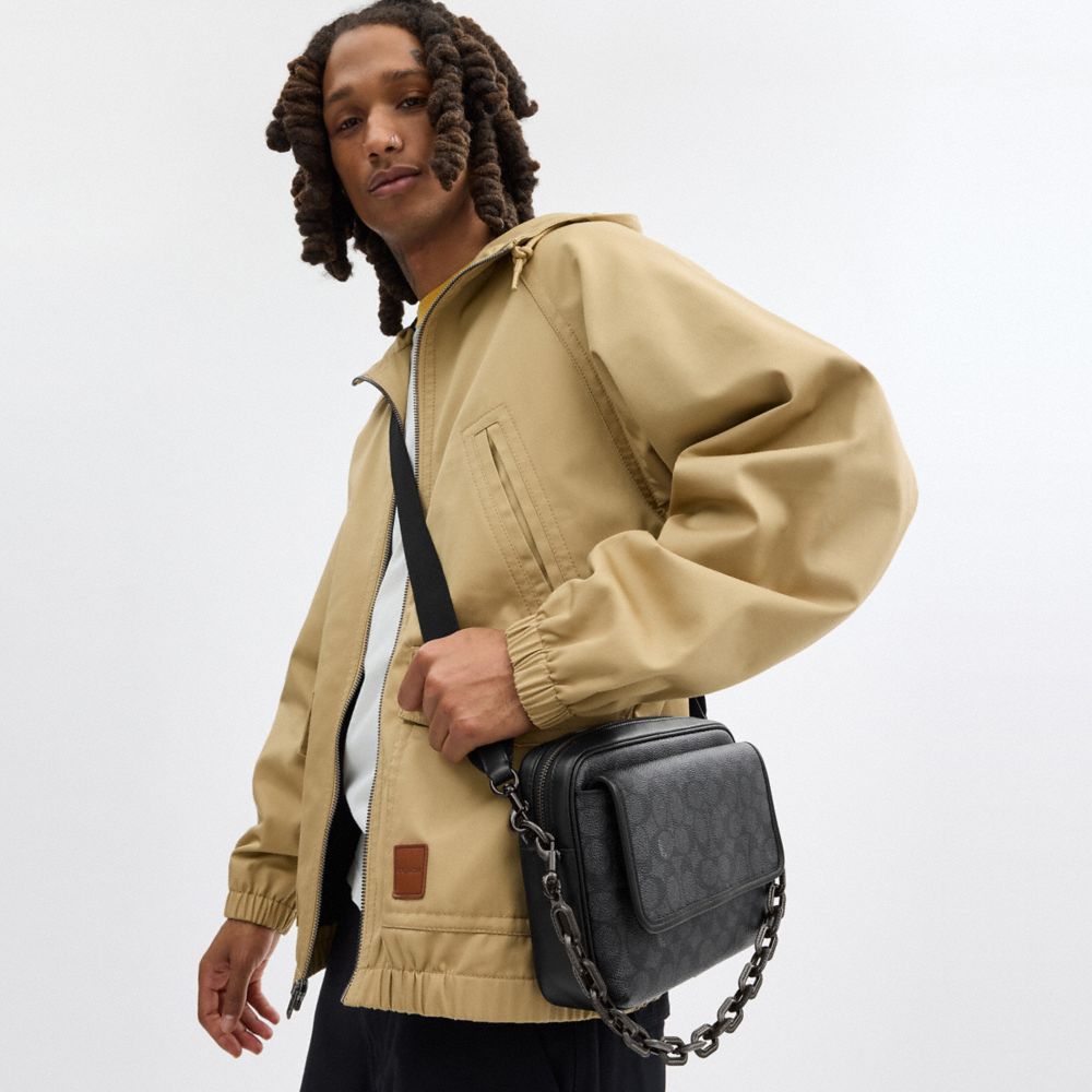 Coach Charter Flap Crossbody 24 In Signature Canvas In Charcoal