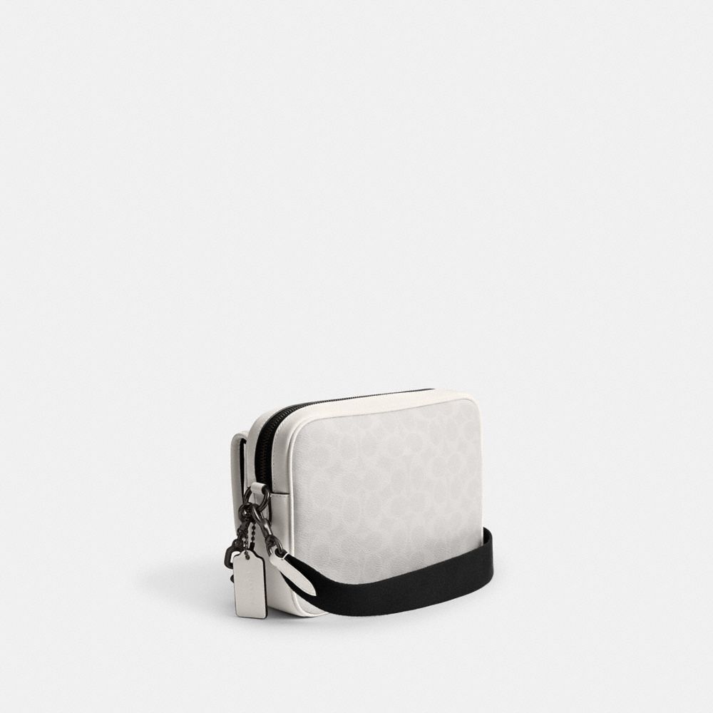 Coach Charter Flap Crossbody Bag 24 In Signature Canvas In White/black Signature