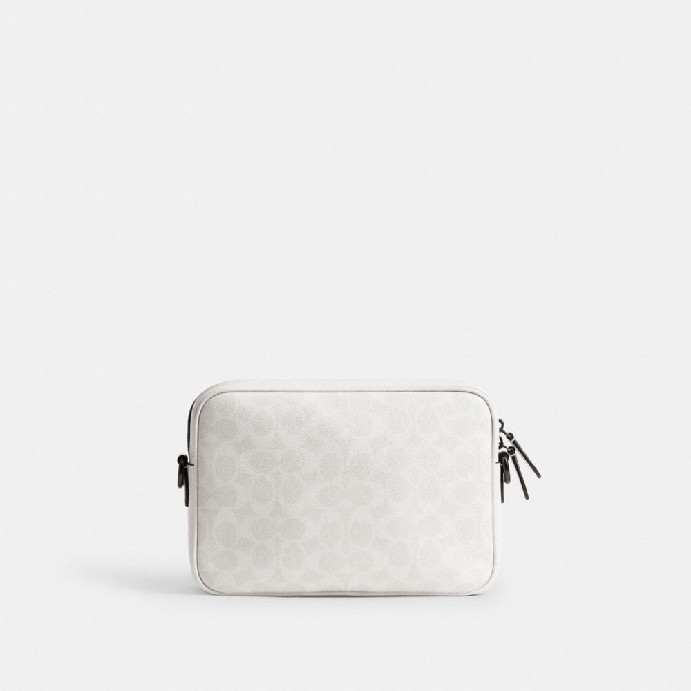 Coach Charter Flap Crossbody Bag 24 In Signature Canvas In White/black Signature