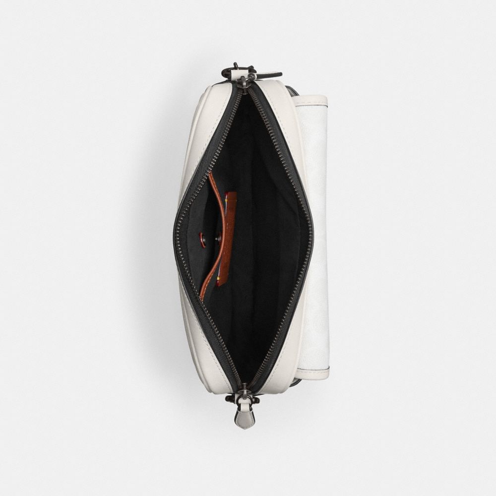 Coach Charter Flap Crossbody Bag 24 In Signature Canvas In White/black Signature