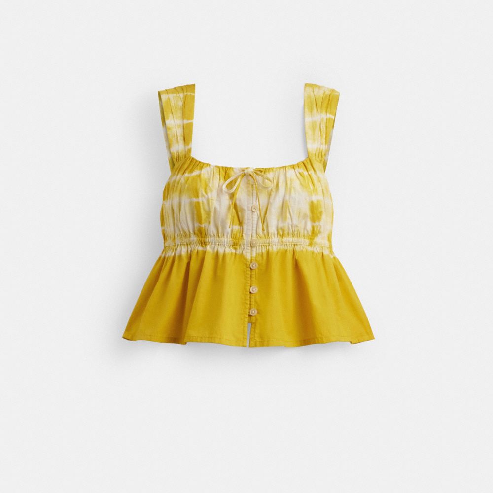 COACH®,TIE-DYE TANK TOP IN ORGANIC COTTON,Yellow Multi,Front View