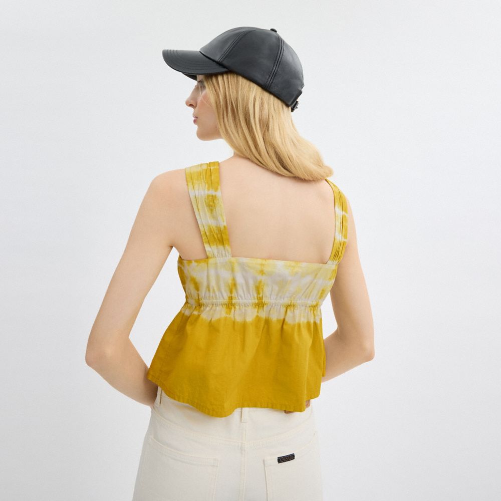 COACH®,TIE-DYE TANK TOP IN ORGANIC COTTON,Organic Cotton,Yellow Multi,Scale View