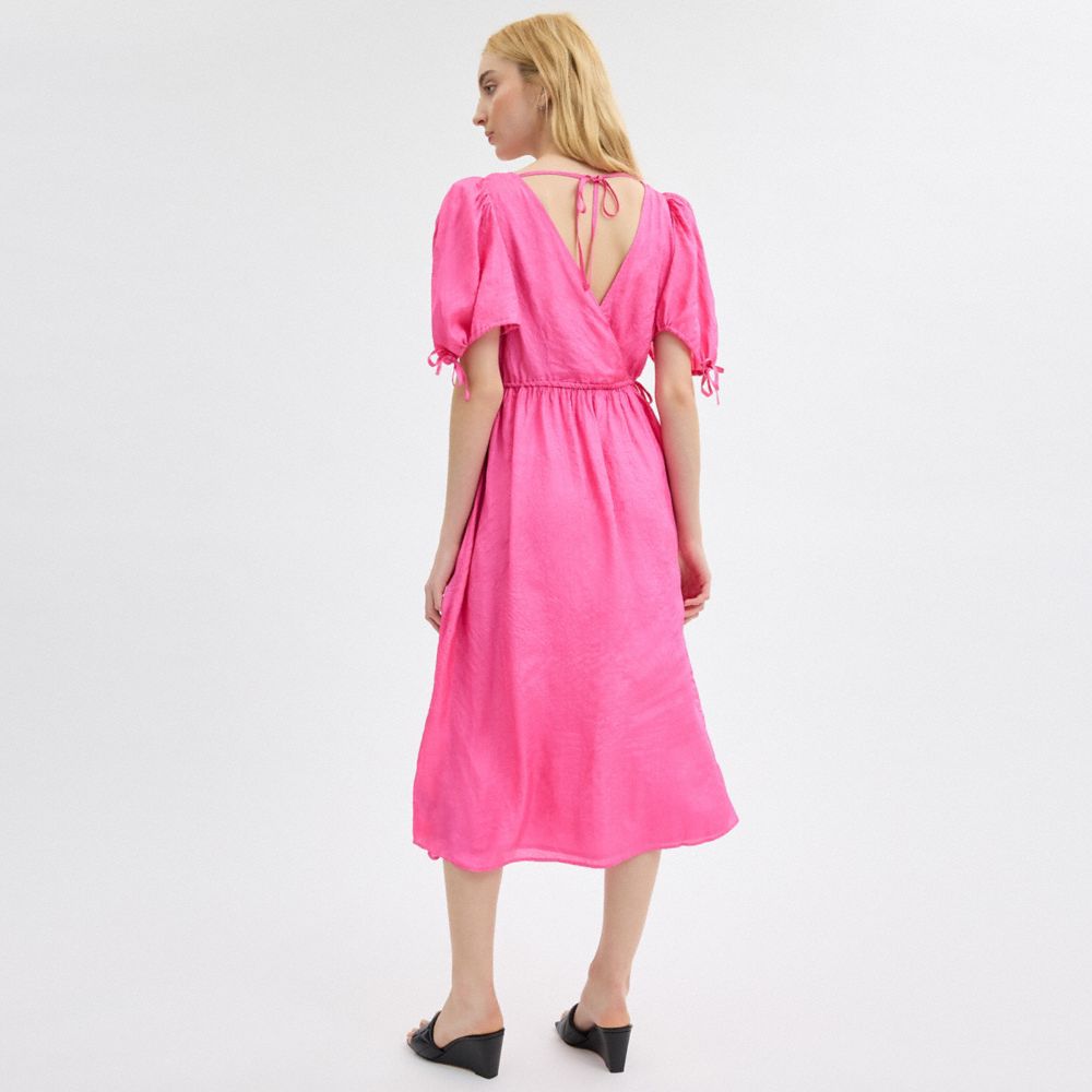 COACH®,LONG DRESS WITH TIES,Silk,Pink,Scale View