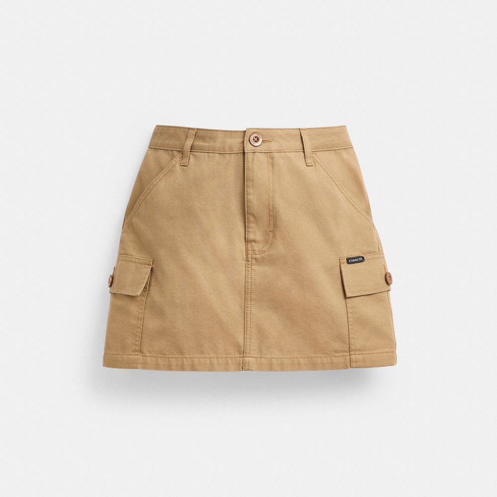 COACH®,CARGO SKIRT IN ORGANIC COTTON,Khaki,Front View