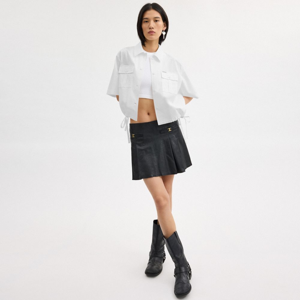 COACH®,CHEMISE EN COTON BIOLOGIQUE,Blanc,Scale View