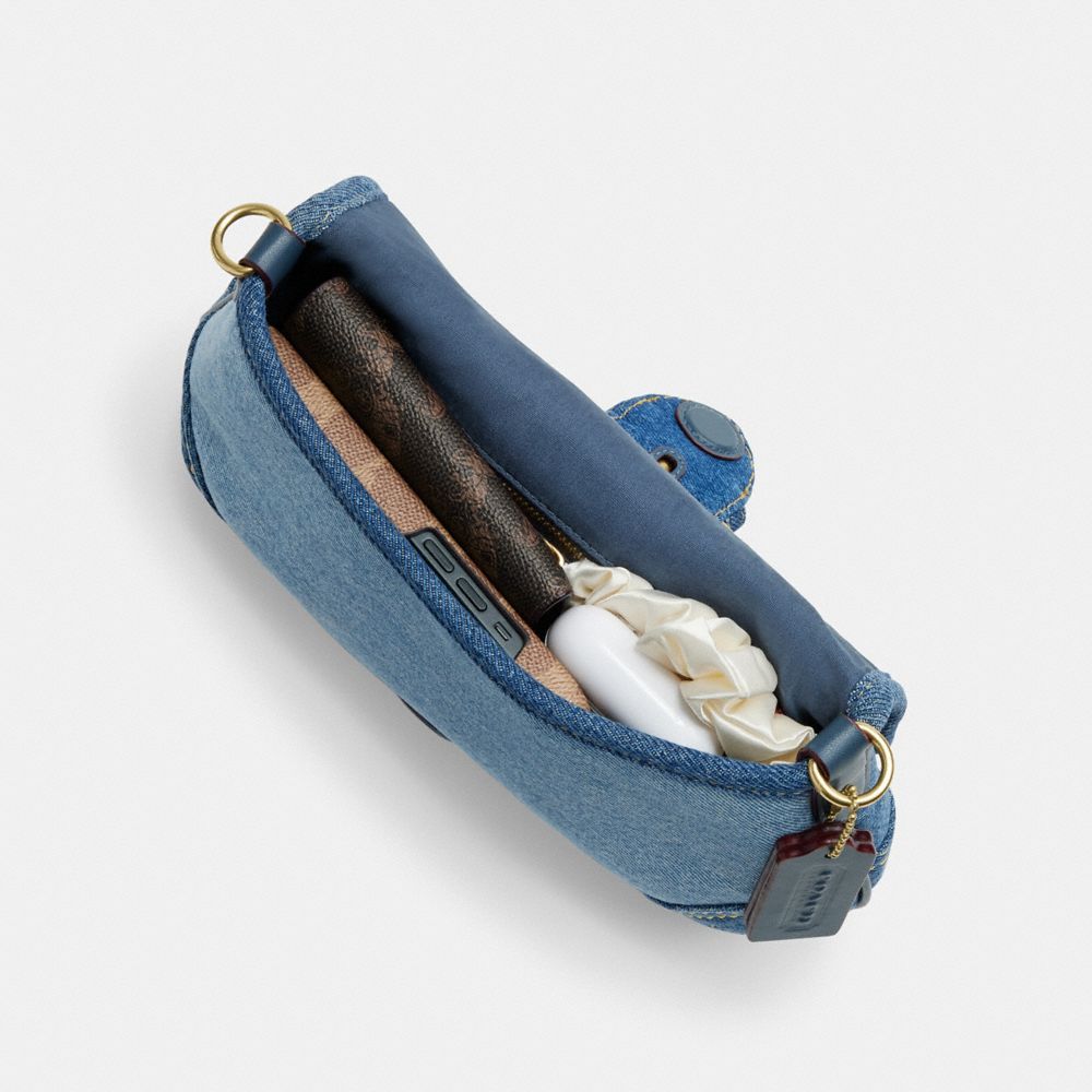 COACH®,Soho Flap Bag In Repurposed Denim,,Inside View, Top View