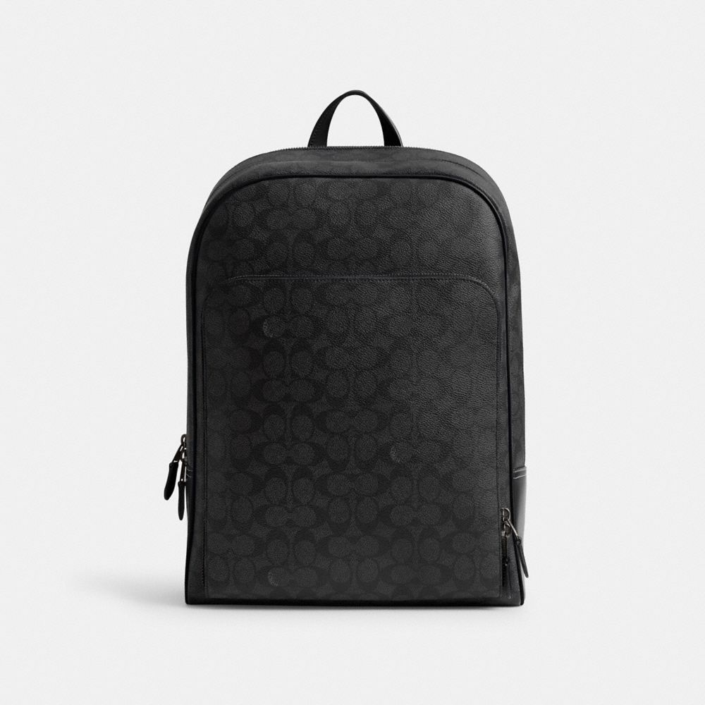 COACH®,GOTHAM BACKPACK IN SIGNATURE CANVAS,Signature Coated Canvas,Large,Charcoal,Front View
