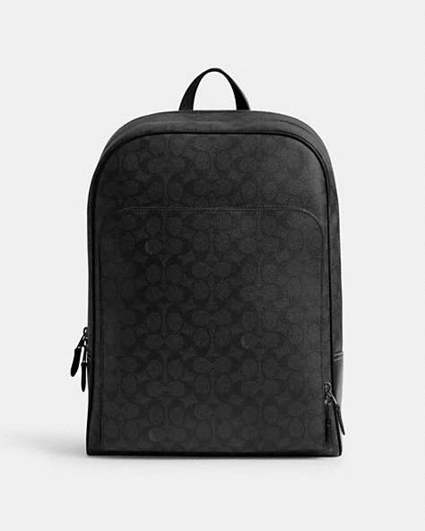 COACH®,GOTHAM BACKPACK IN SIGNATURE CANVAS,Large,Charcoal,Front View