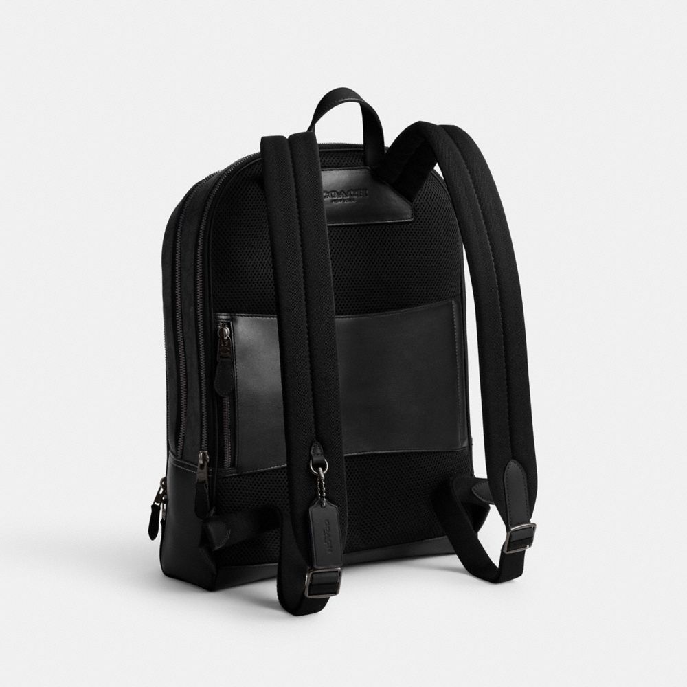 COACH®,GOTHAM BACKPACK IN SIGNATURE CANVAS,Signature Coated Canvas,Large,Charcoal,Angle View