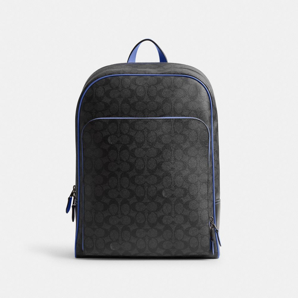 COACH®,GOTHAM BACKPACK IN SIGNATURE CANVAS,Large,Charcoal/Blueberry,Front View