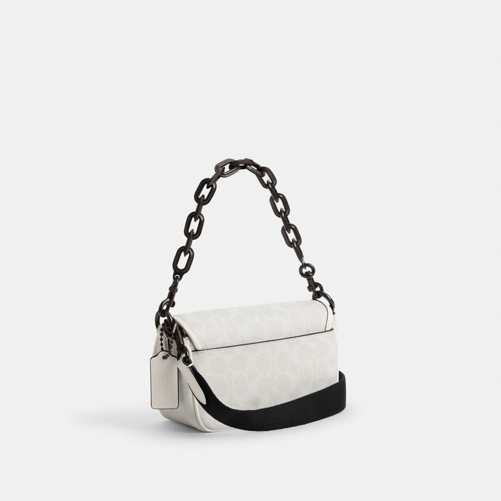 Coach Charter Flap Crossbody Bag 18 In Signature Canvas In White/black Signature