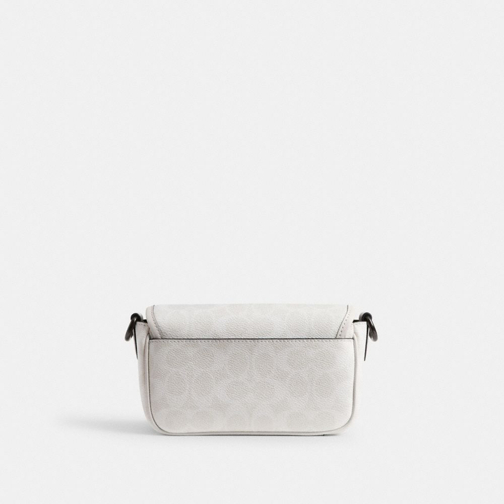 Coach Charter Flap Crossbody Bag 18 In Signature Canvas In White/black Signature