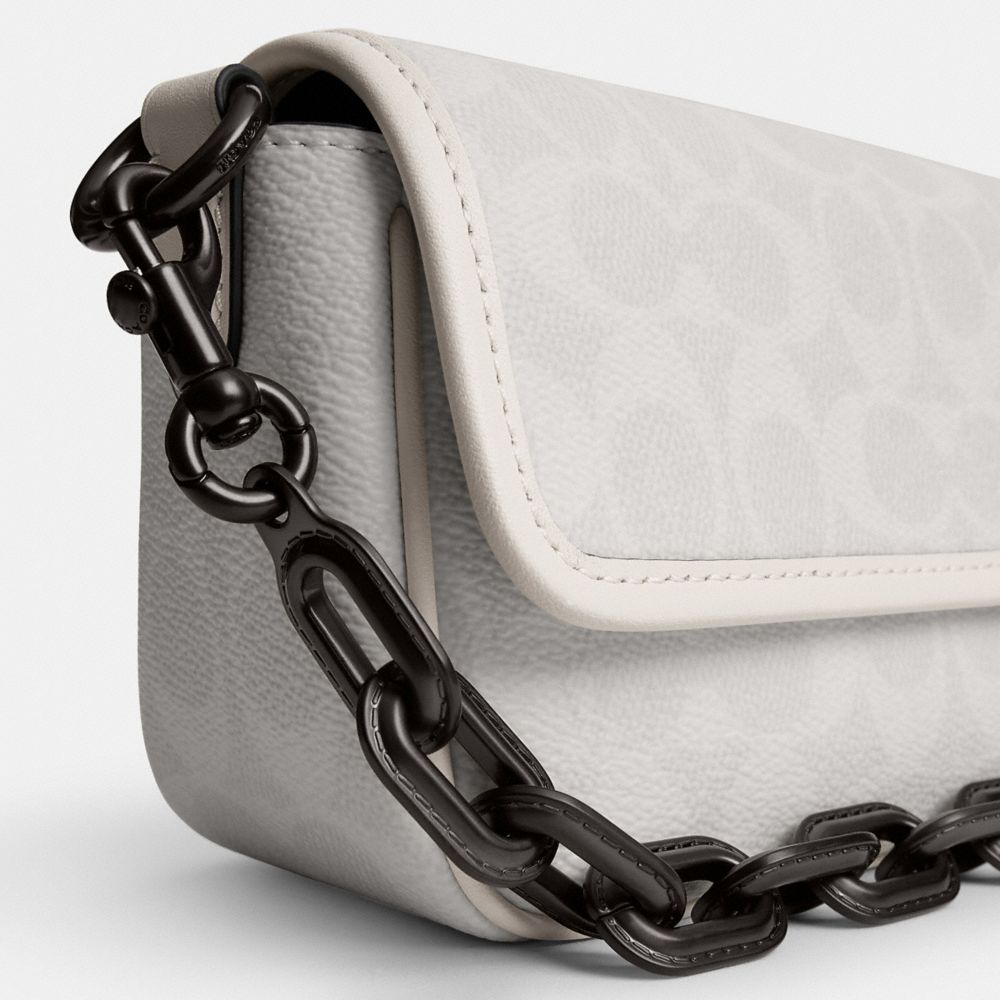 Coach Charter Flap Crossbody Bag 18 In Signature Canvas In White/black Signature
