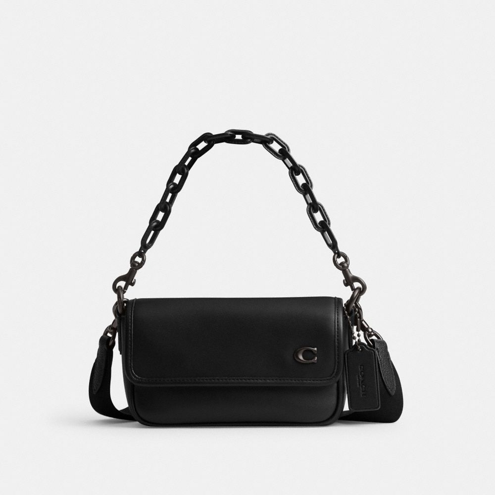 COACH®,CHARTER FLAP CROSSBODY 18,Mini,Black,Front View