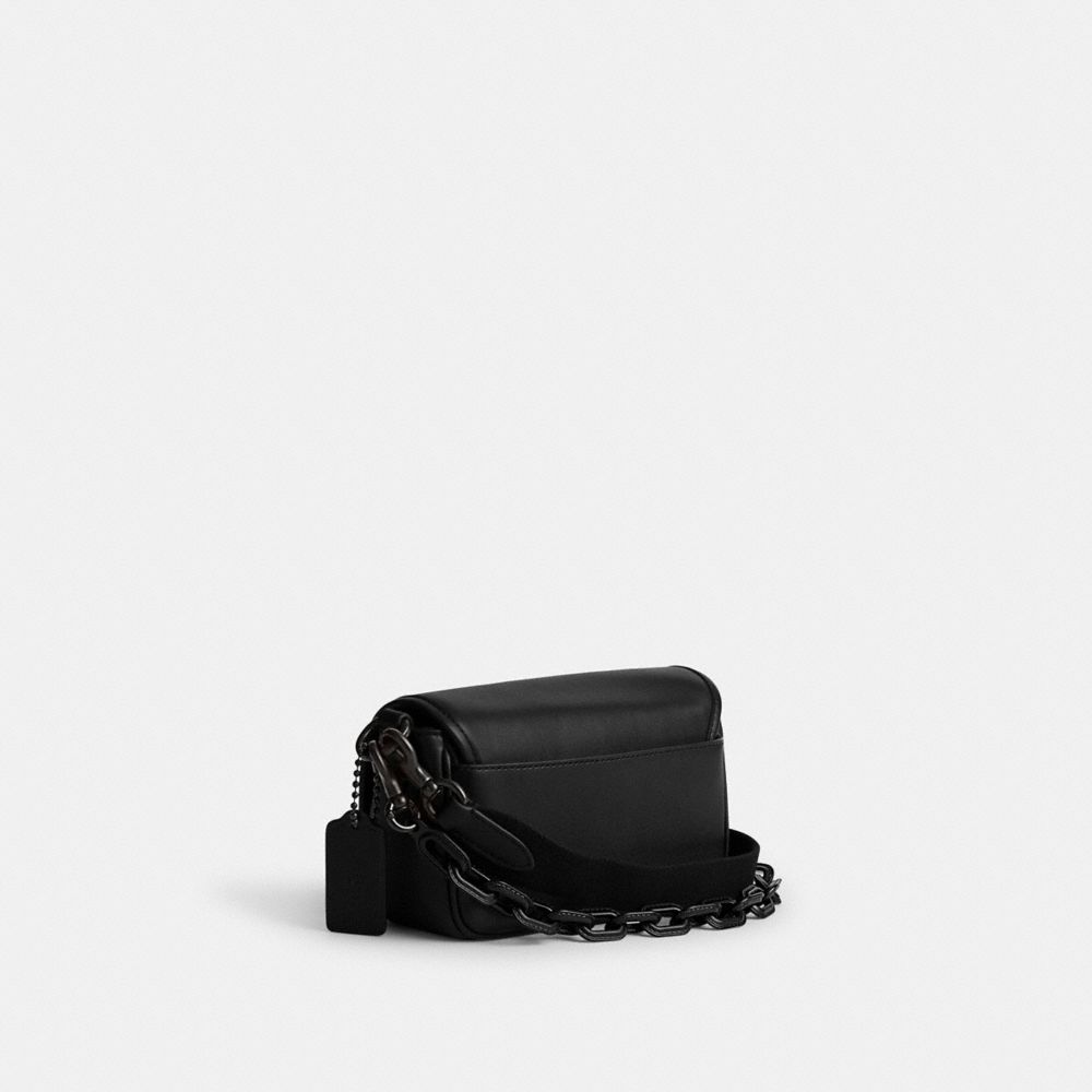 COACH®,CHARTER FLAP CROSSBODY 18,Mini,Black,Angle View