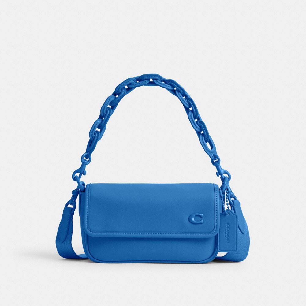 COACH®,CHARTER FLAP CROSSBODY 18,Glovetanned Leather,Mini,Blueberry,Front View
