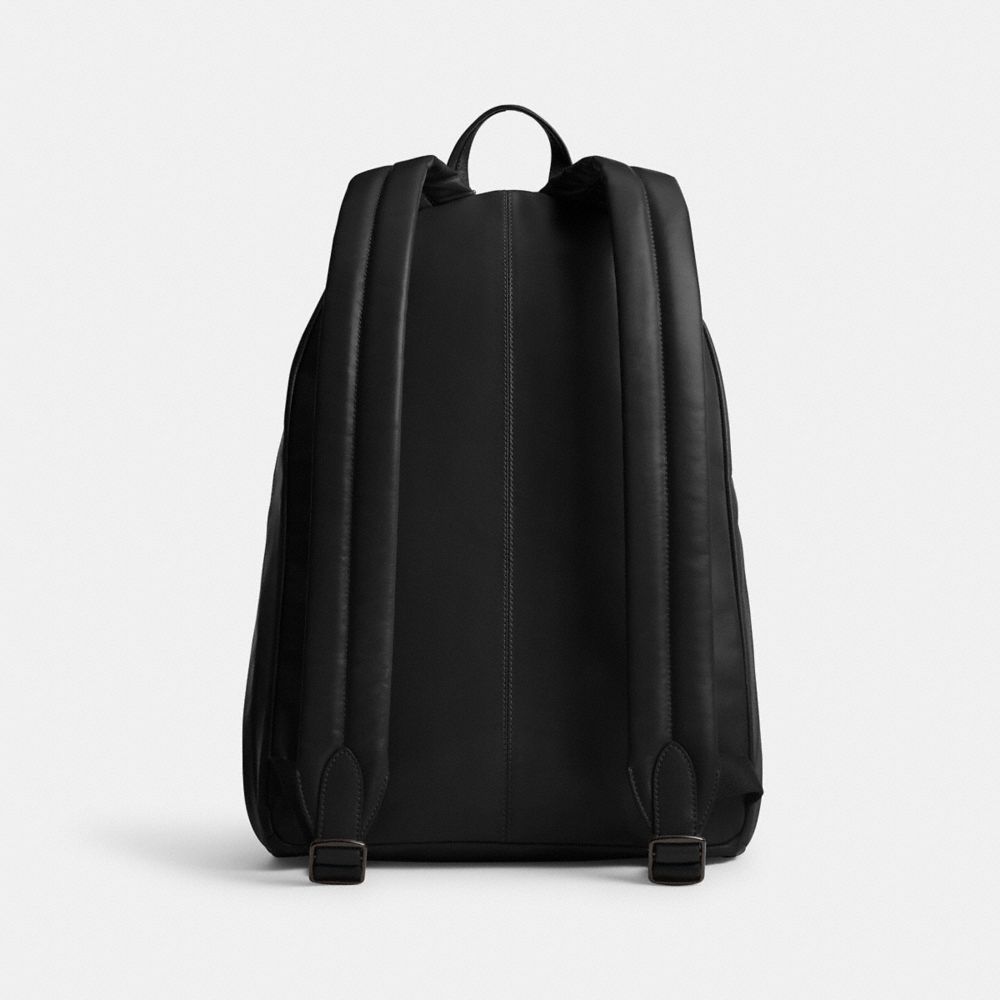 COACH®,Hall Backpack,Leather,Backpack,Logo,Metal,Adjustable,Casual,Black,Back View
