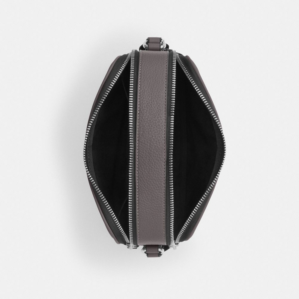 COACH®,Graham Crossbody Bag,Recycled Polyester,Calfskin Leather,Leather,Crossbody,Adjustable,Gray,Inside View,Top View