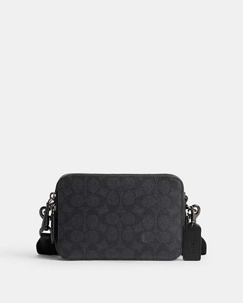 COACH®,CHARTER CROSSBODY 19 IN SIGNATURE CANVAS,Mini,Charcoal,Front View