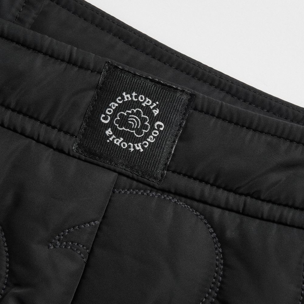 COACH®,Coachtopia Loop Quilted Heart Mini Skirt,Recycled Polyester,Polyester,A-Line,No Embellishment,Casual,Black
