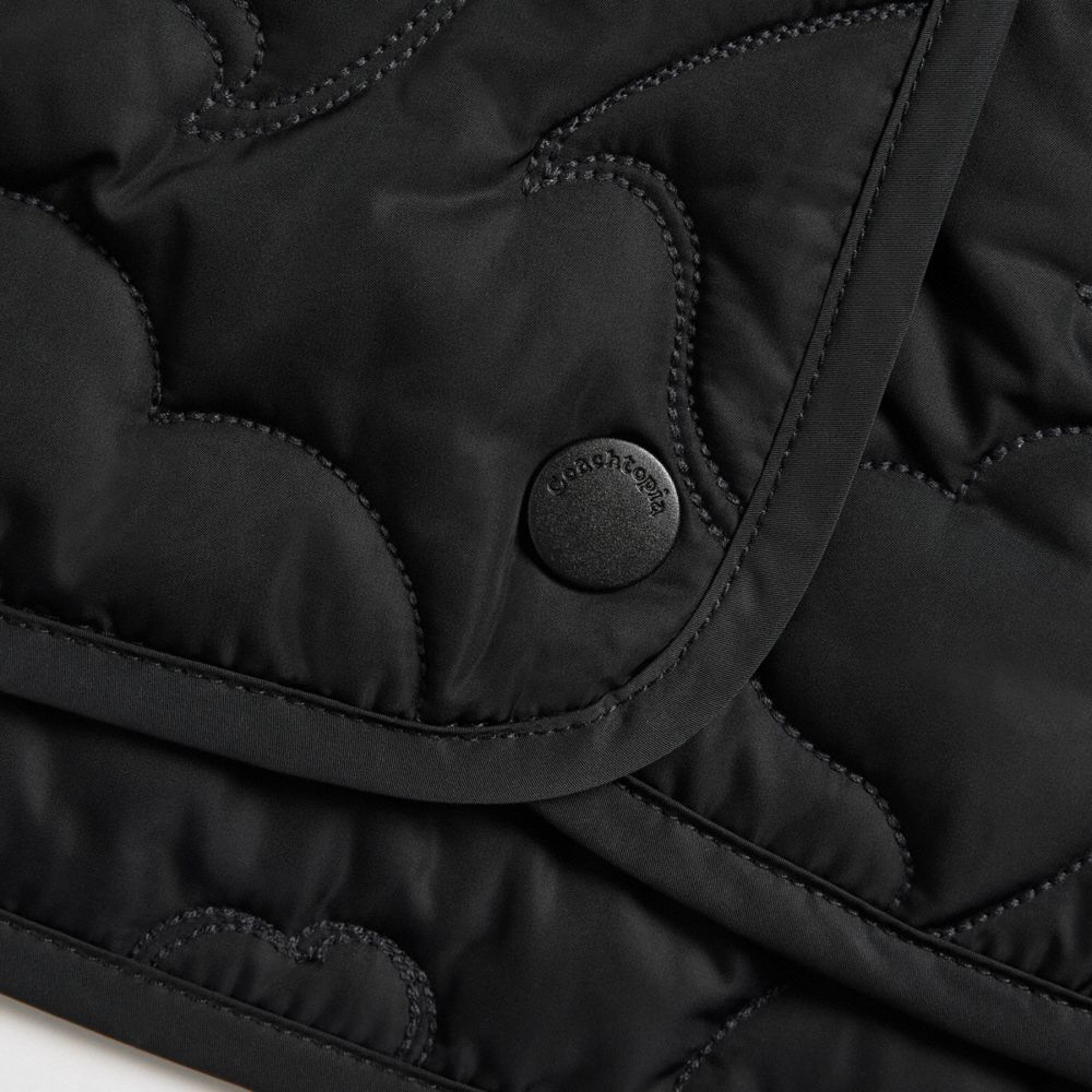 COACH®,Coachtopia Loop Quilted Heart Mini Skirt,Recycled Polyester,Coachtopia Loop,Black,Closer View