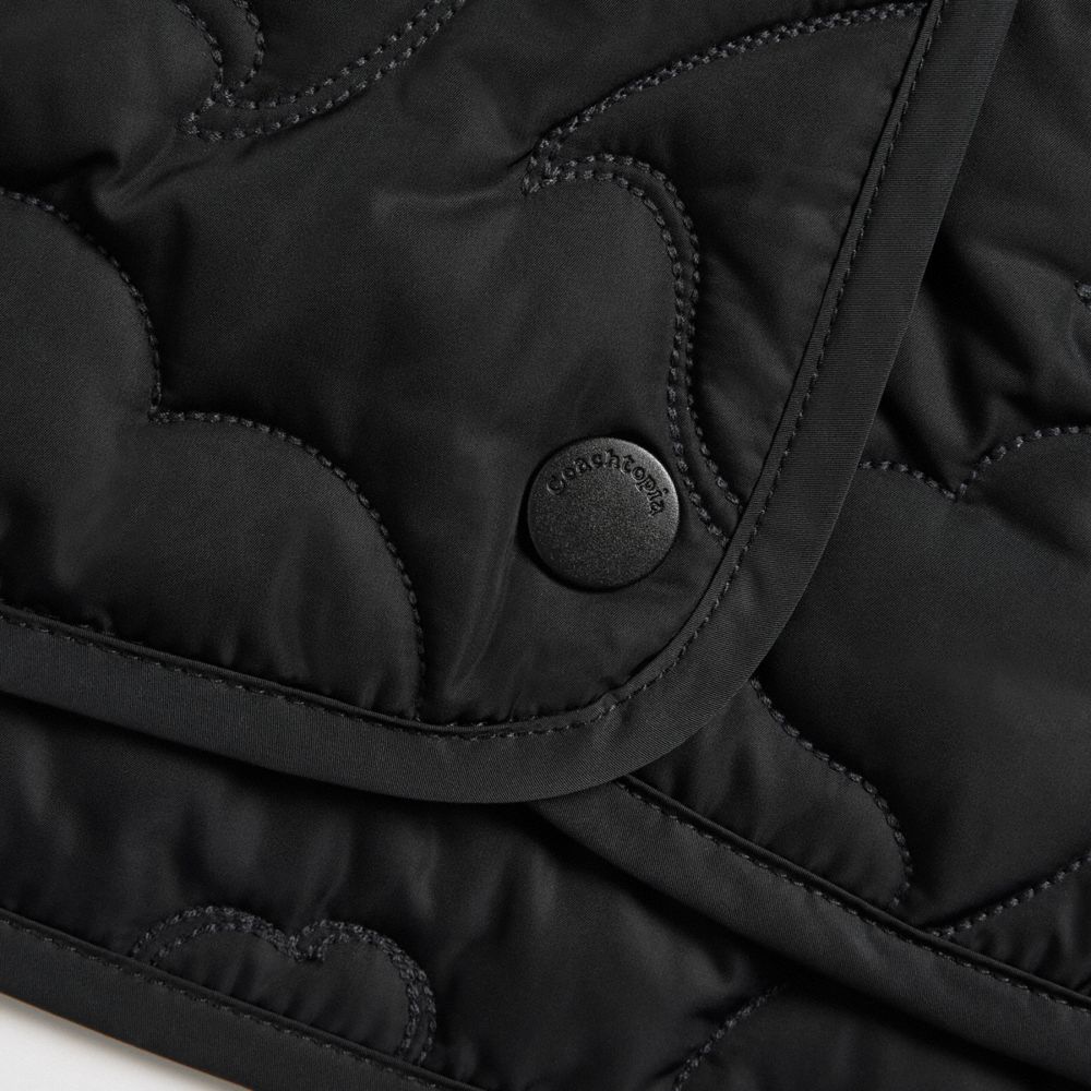 COACH®,Coachtopia Loop Quilted Heart Mini Skirt,Recycled Polyester,Polyester,A-Line,No Embellishment,Casual,Black,Closer View