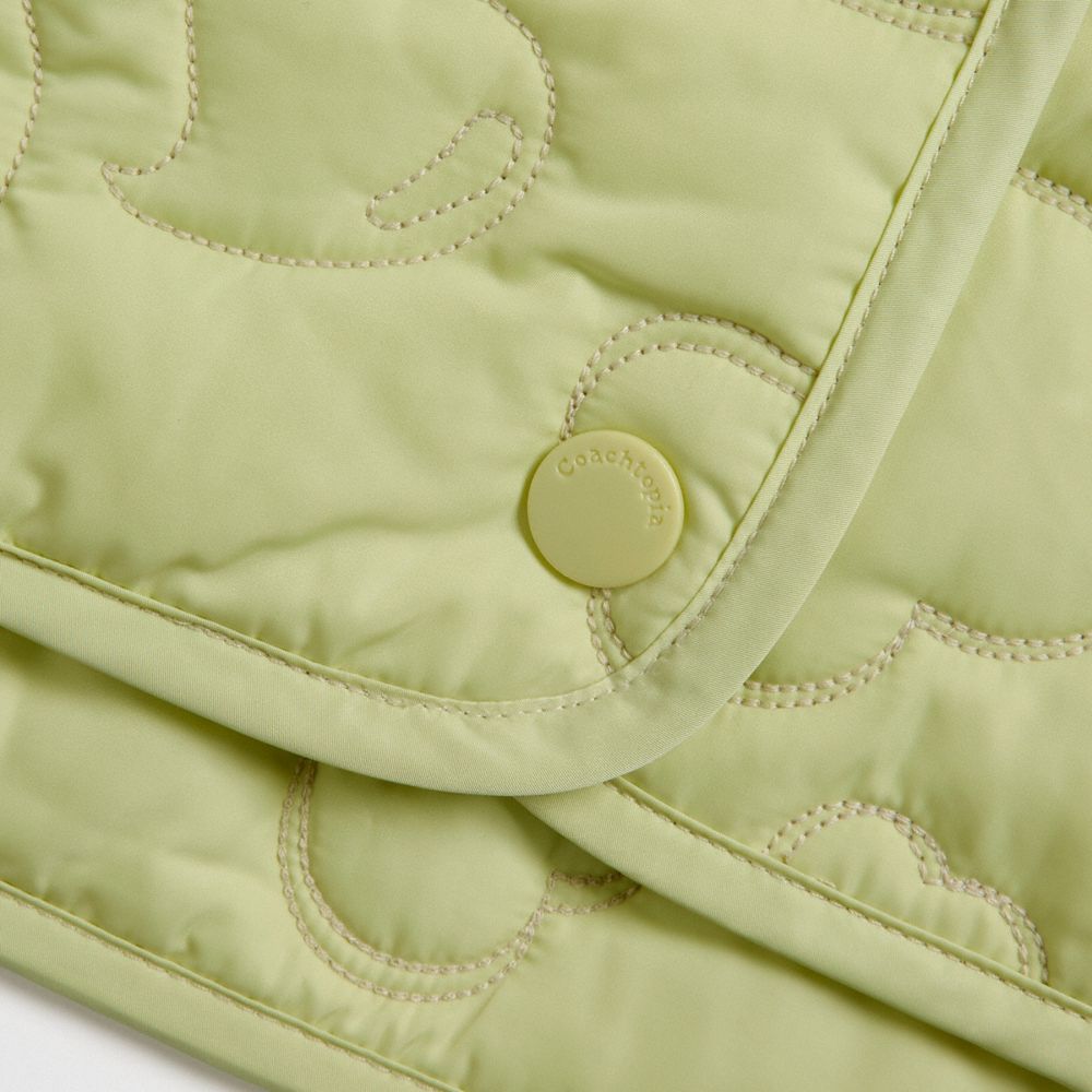 COACH®,Coachtopia Loop Quilted Heart Mini Skirt,Recycled Polyester,Coachtopia Loop,Pale Lime,Closer View