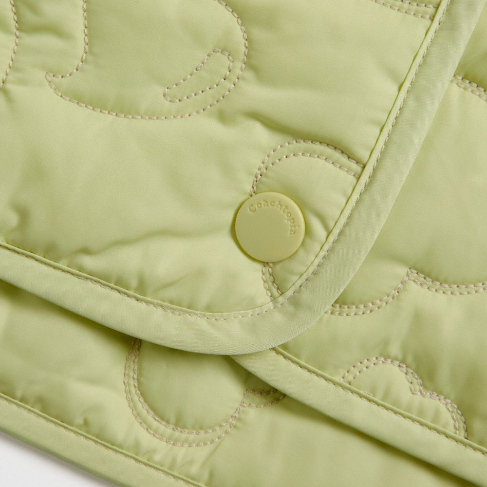 COACH®,Coachtopia Loop Quilted Heart Mini Skirt,Recycled Polyester,Polyester,A-Line,No Embellishment,Casual,Green,Closer View