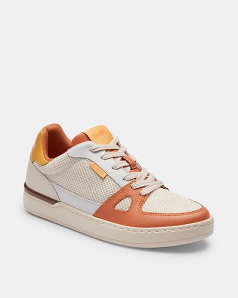 COACH®,CLIP COURT LOW TOP SNEAKER,mixedmaterial,Honeycomb,Front View