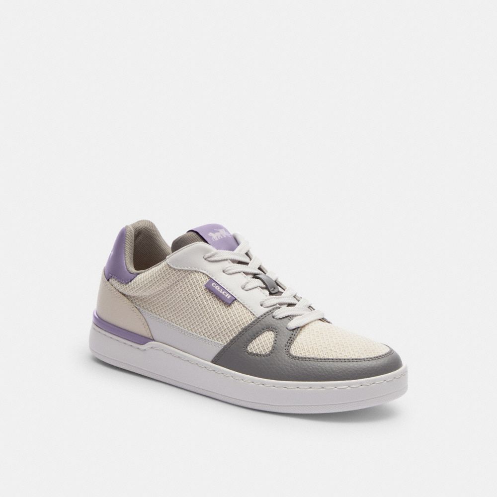 COACH®,CLIP COURT LOW TOP SNEAKER,mixedmaterial,Light Violet,Front View