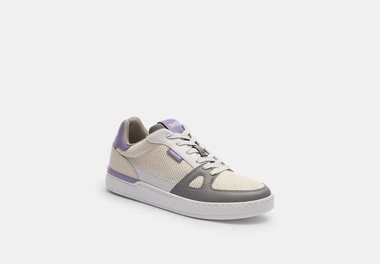 COACH®,CLIP COURT LOW TOP SNEAKER,mixedmaterial,Light Violet,Front View