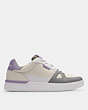 COACH®,CLIP COURT LOW TOP SNEAKER,mixedmaterial,Light Violet,Angle View
